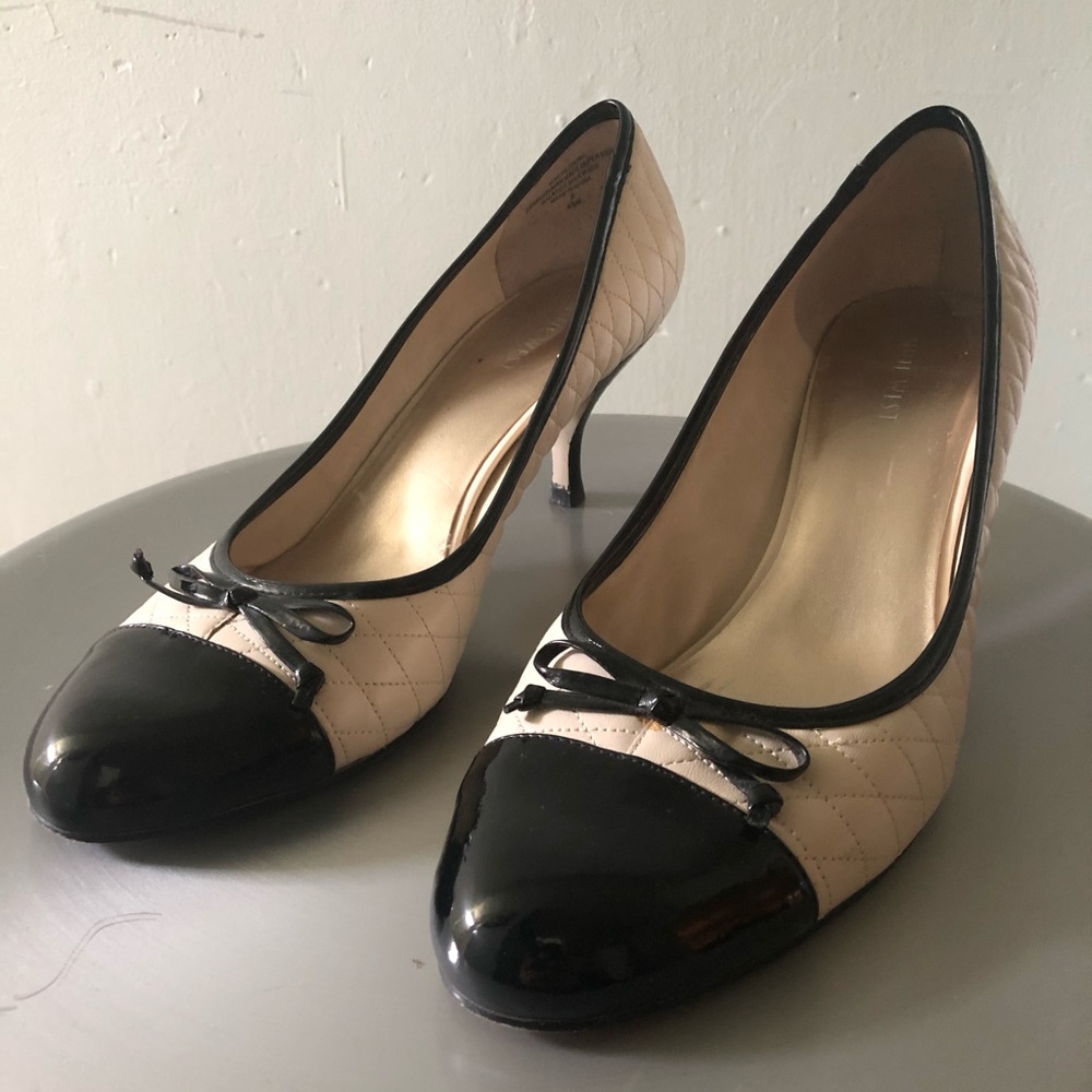 Nine West Black and Cream Heels 9.5